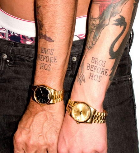 Motiv tetování na předloktí 55 (Bros before hoes)